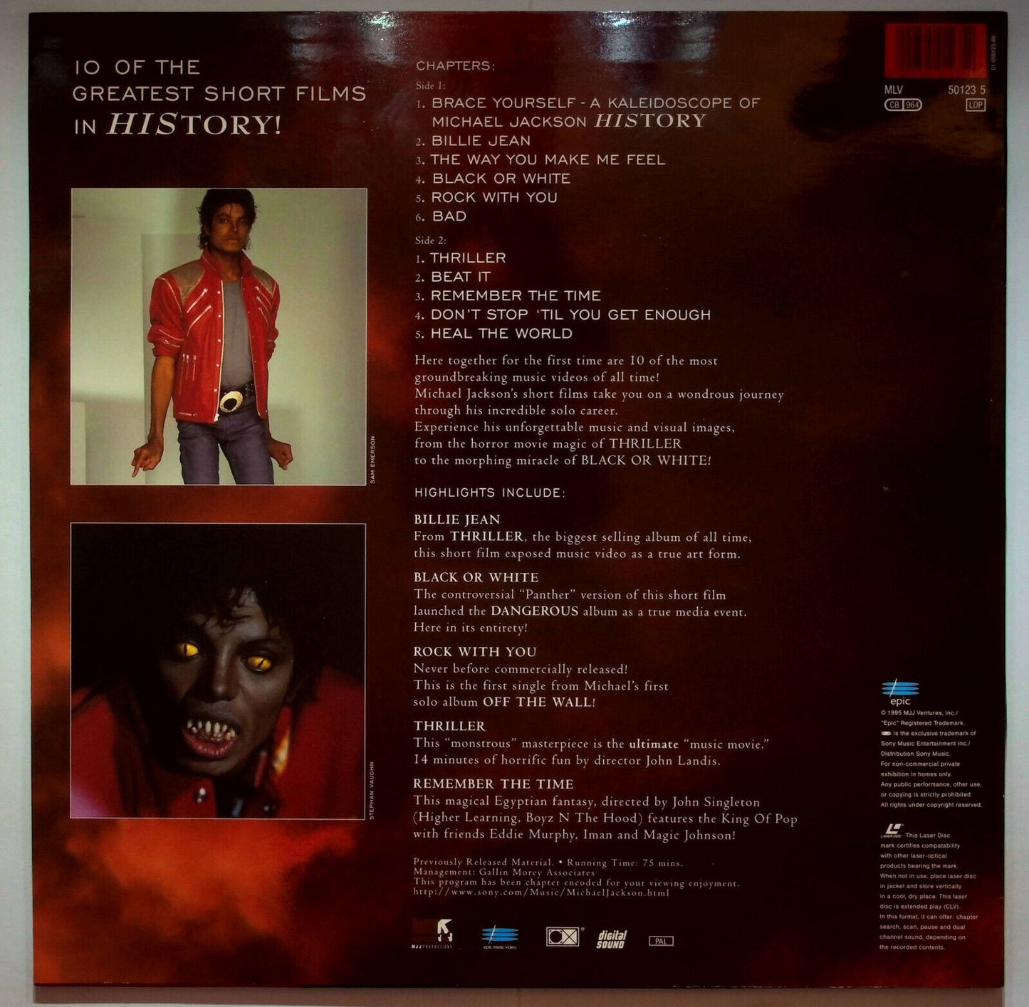 EBOND Michael Jackson - Video Greatest Hits - History - Laser Disc Pal