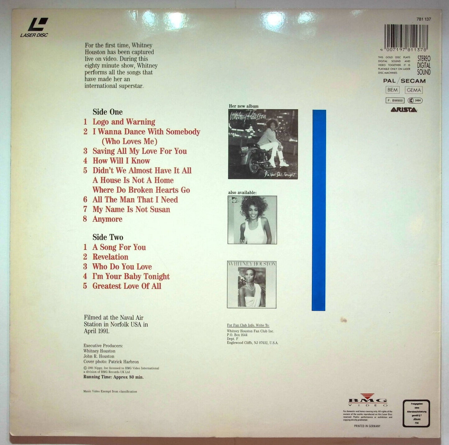EBOND Whitney Houston- Live In Concert - Laser Disc Pal