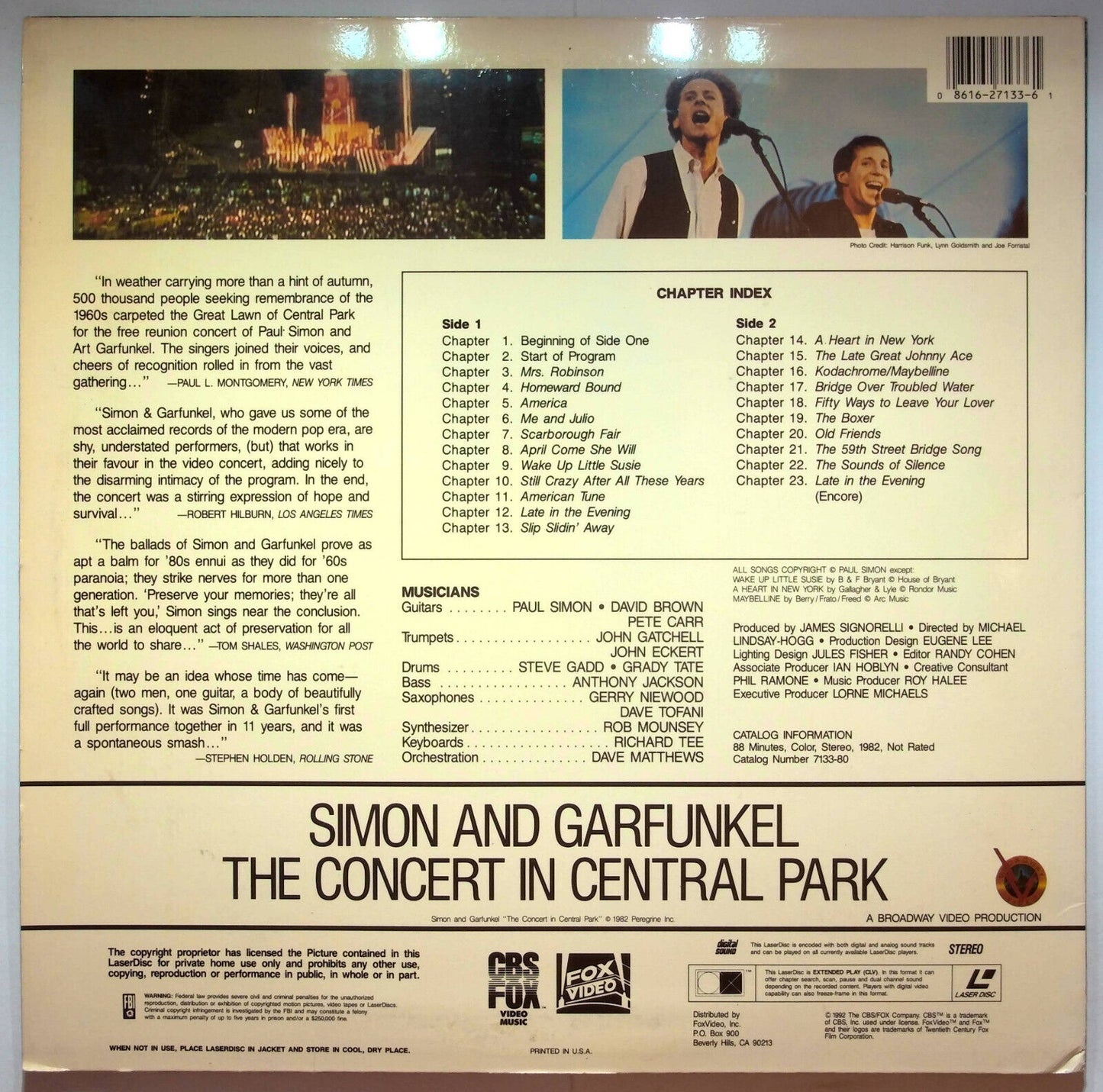 EBOND Simon And Garfunkel - The Concert In Central Park - Laser Disc Ntsc