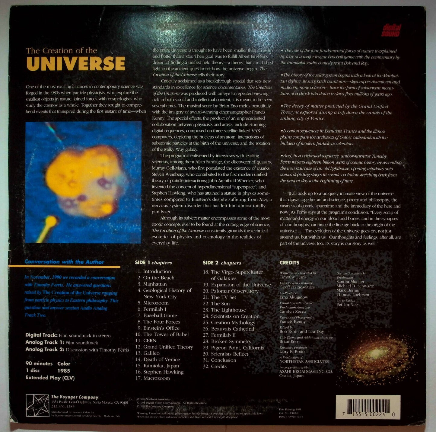 EBOND The Creation Of The Universe - By Timothy Ferris -  Laser Disc Ntsc
