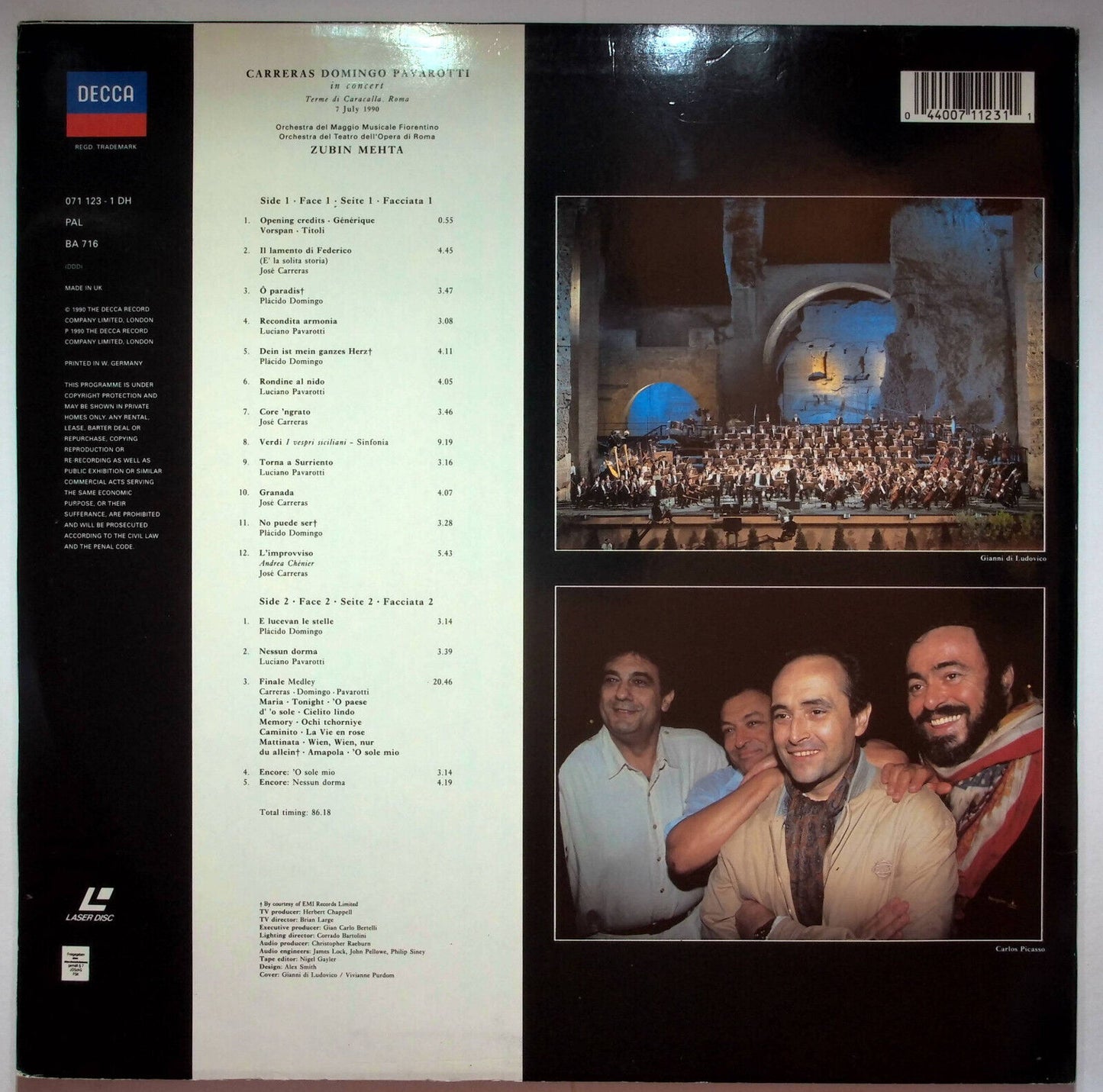 EBOND Carreras Domingo Pavarotti In Concert - Metha - Laser Disc Pal