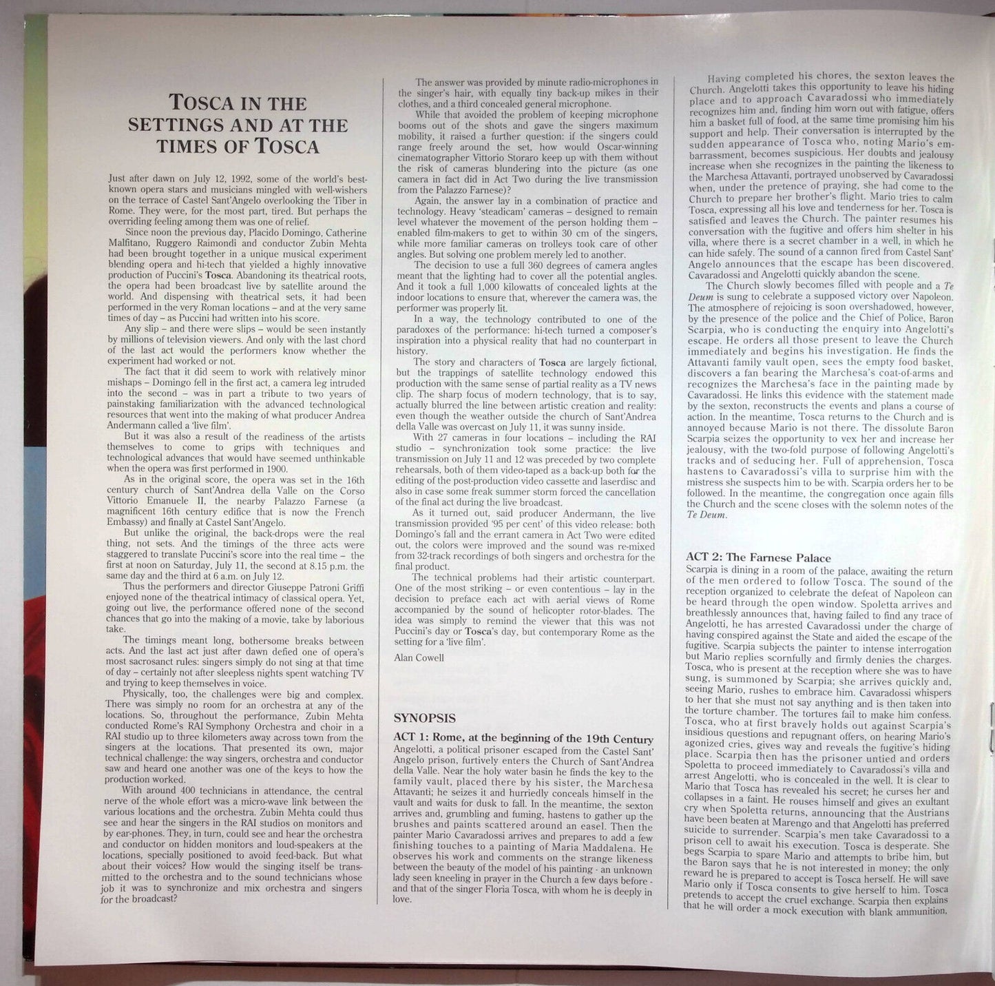 EBOND Tosca: In The Settings And At The Times Of Tosca - Laser Disc Pal