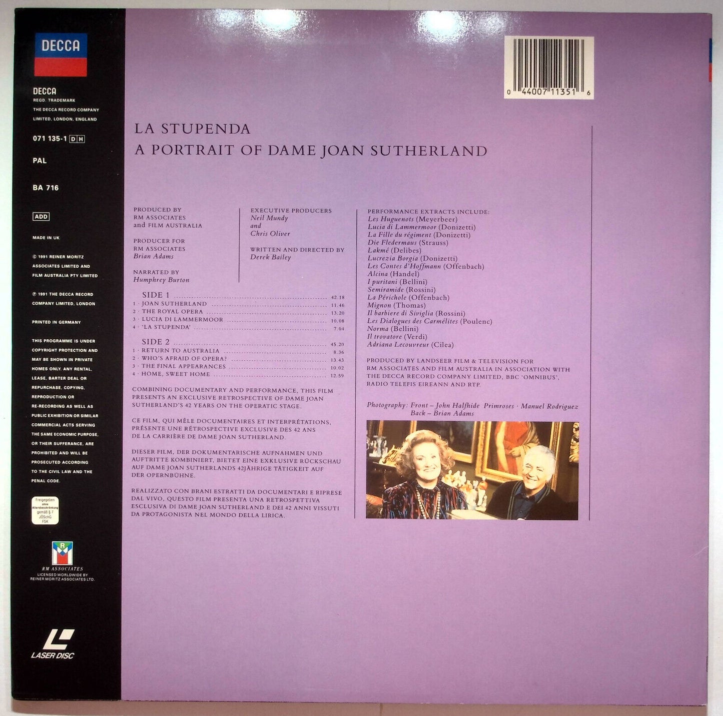 EBOND La Stupenda Portrait Of Dame Joan Sutherland - Laser Disc Pal