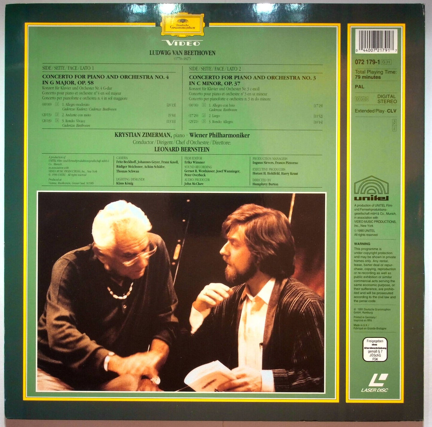 EBOND Ludwig Van Beethoven Piano Concerto 3& 4 Krystian Zimerman Laser Disc Pal