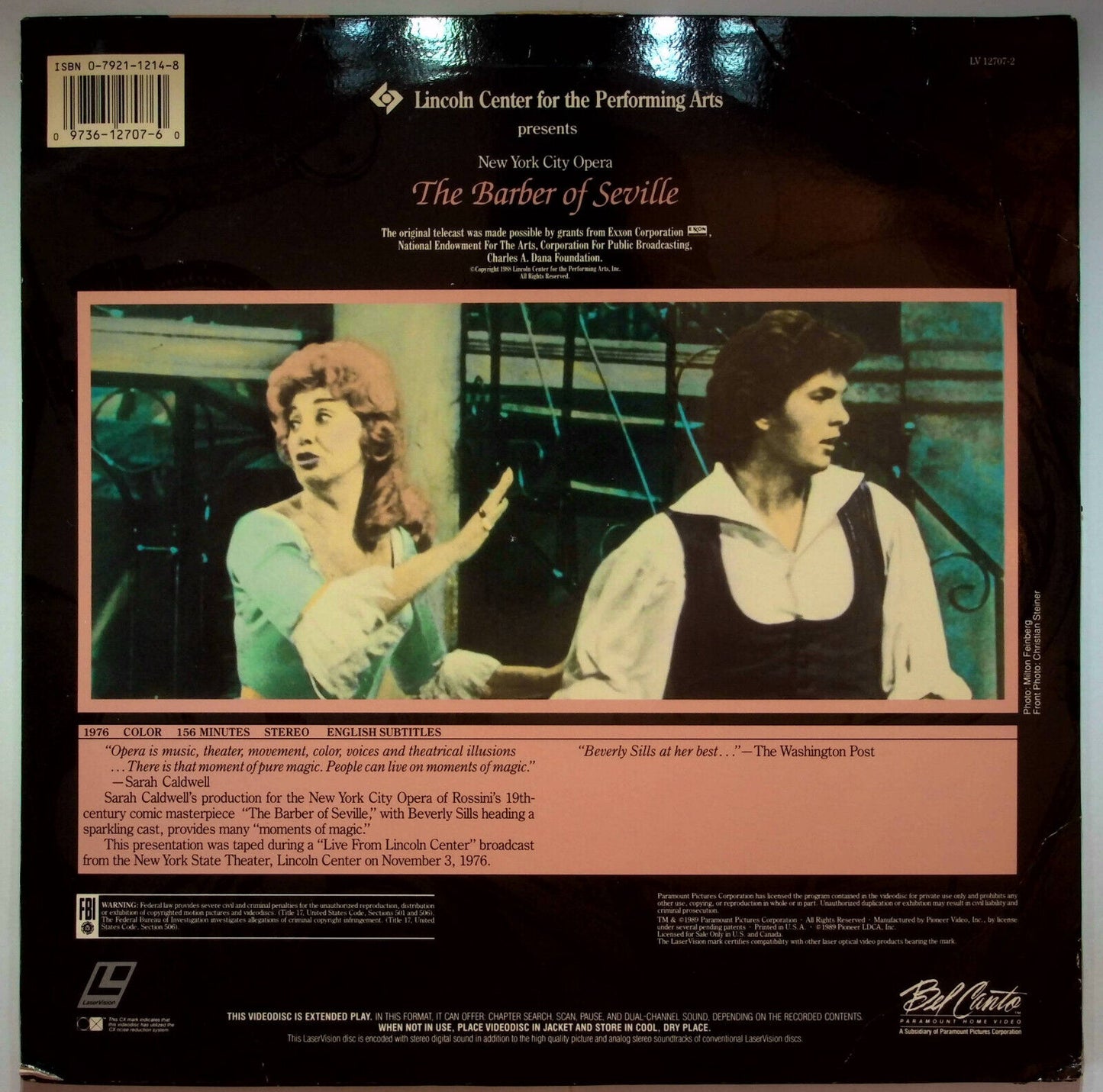 EBOND New York City Opera - The Barber Of Seville - Laser Disc Ntsc