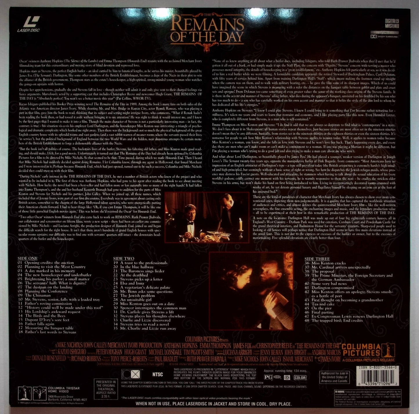 EBOND The Remains Of The Day - Laser Disc Ntsc