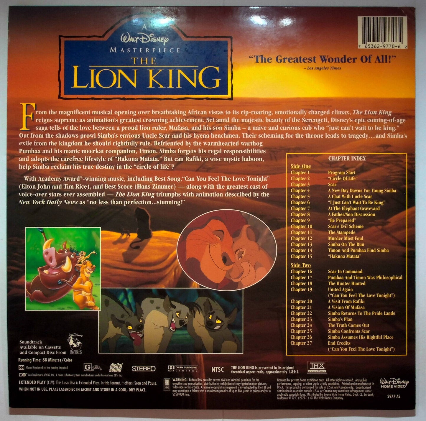 EBOND The Lion King - Walt Disney's - Laser Disc Ntsc