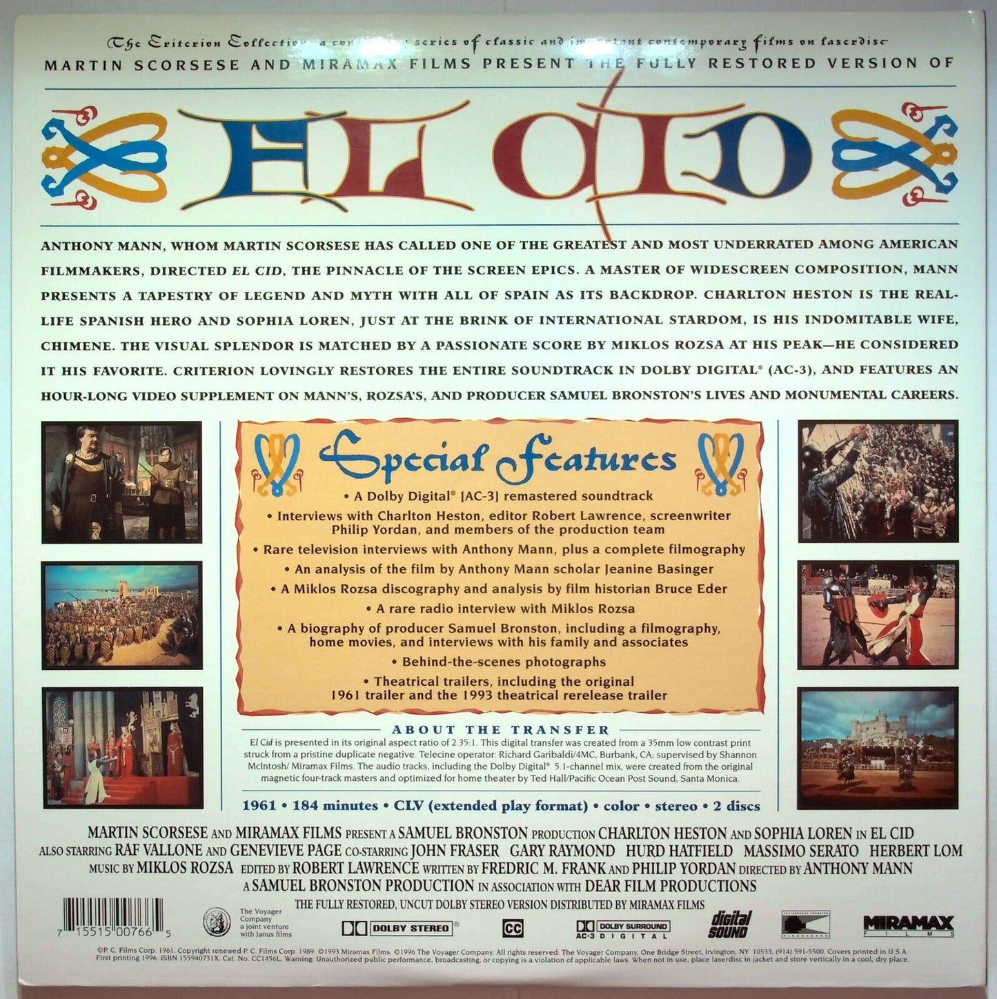 EBOND El Cid - Special Edition - Laser Disc Ntsc