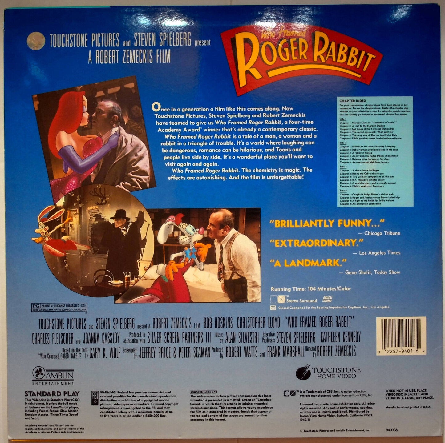 EBOND Who Framed Roger Rabbit - Uk Laser Disc Ntsc
