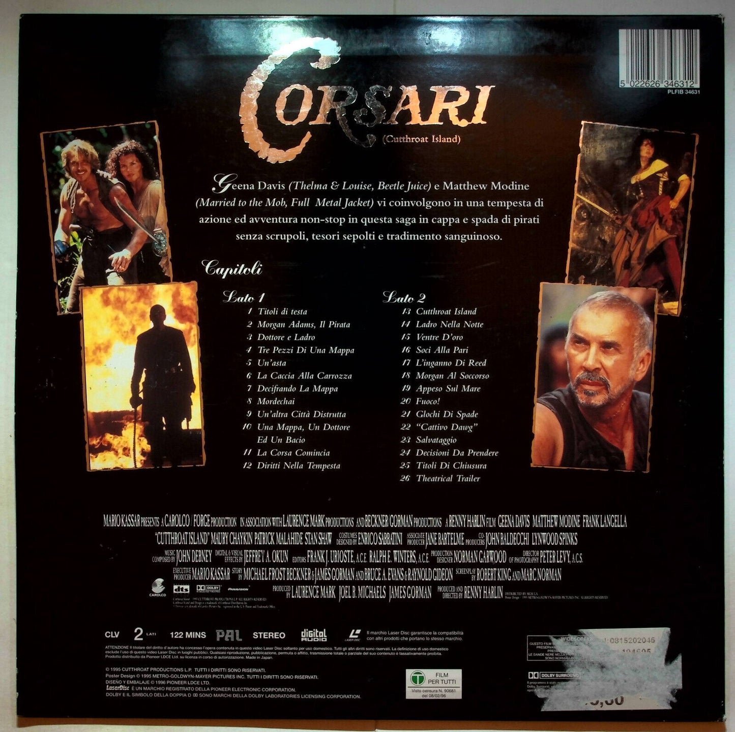 EBOND Corsari (cutthroat Island) - Laser Disc Pal